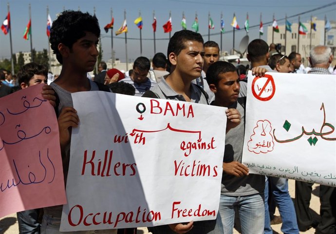 Manifestación En Ramala Contra El Discurso De Obama En La ONU