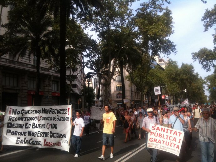 Manifestación En Barcelona Contra Los Recortes En Sanidad