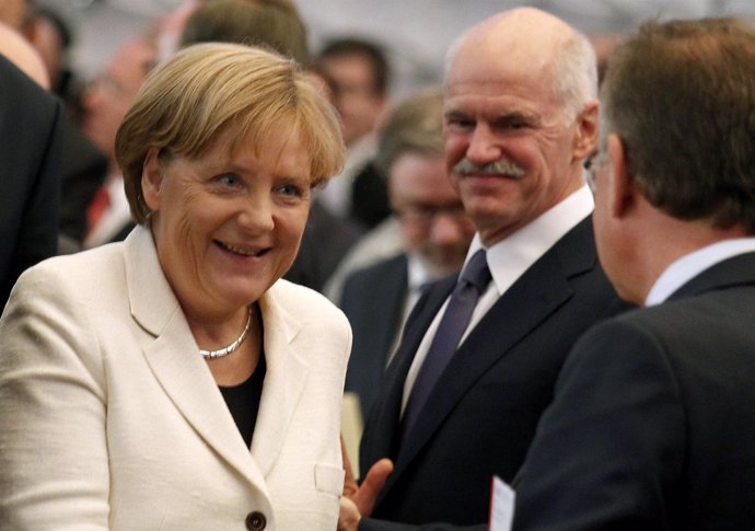 Merkel (Alemania) Y Papandreu (Grecia), Juntos En Berlín