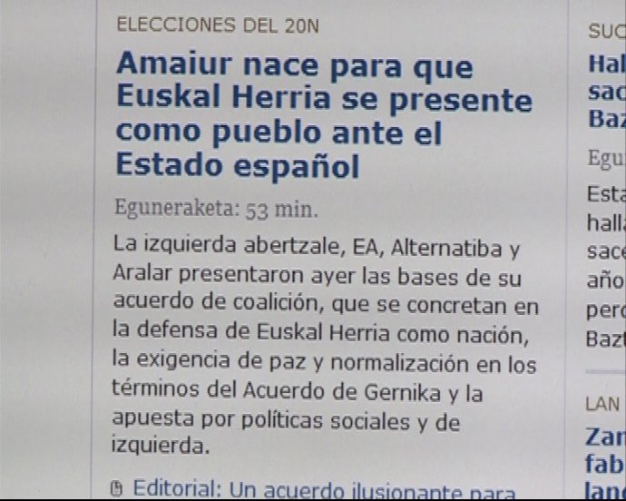 Amaiur, nombre de Bildu y Aralar para el 20-N