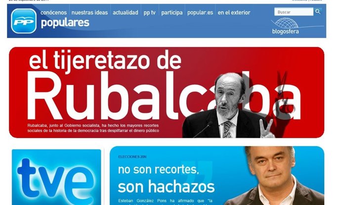 Página Web Del PP Con Foto De Rubalcaba