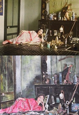 Fotografía De Léon Busy Junto A Un Cuadro De Bob Dylan Inspirado En El Primero