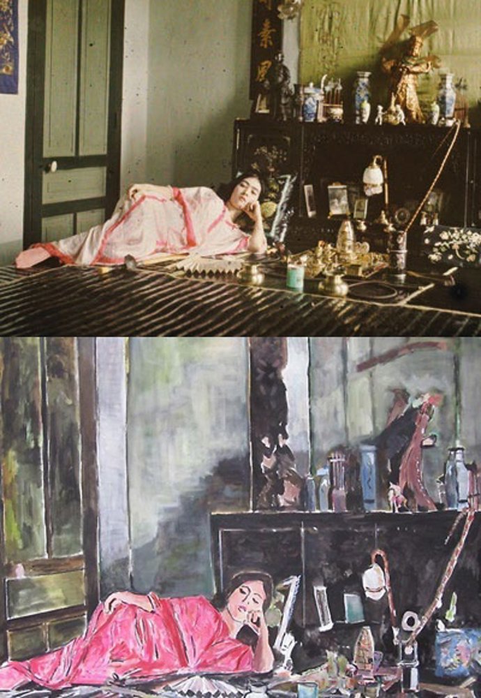 Fotografía De Léon Busy Junto A Un Cuadro De Bob Dylan Inspirado En El Primero