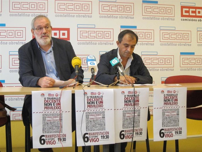 Los Secretarios Generales De CC.OO. Y UGT-Galicia En Rueda De Prensa