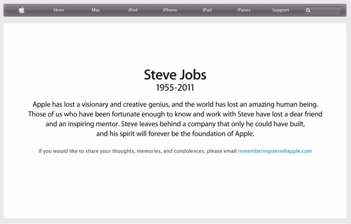 Página De Apple Para Recordar A Steve Jobs
