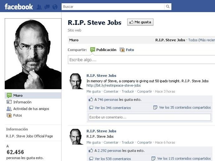 Página Facebook Homenaje A Steve Jobs