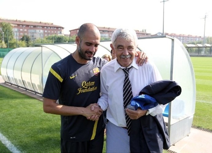 Josep Guardiola Con El Ex Presidente De La Generalitat Pasqual Maragall