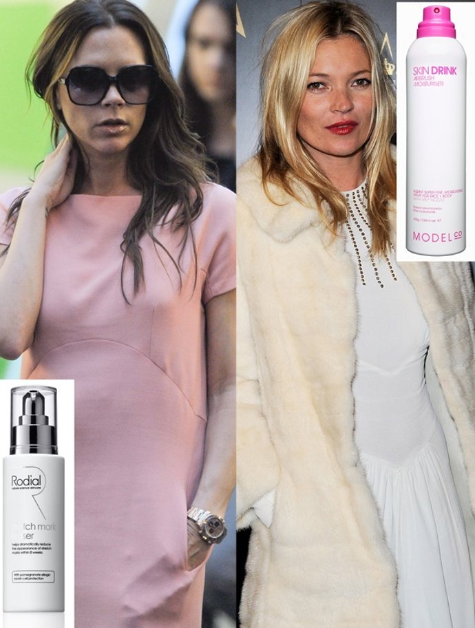Montaje Victoria Beckham, Kate Moss Con Productos De Belleza