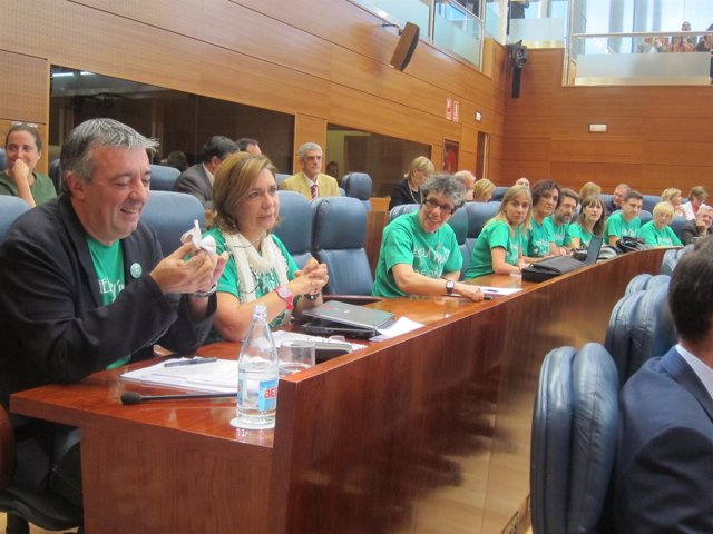 Bancada De IU Con Las Camisetas De La 'Marea Verde'