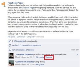 Botón Traducir En Facebook