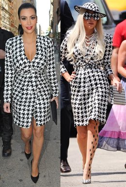 Montaje De Kim Kardashian Y Lady Gaga Luciendo El Mismo Vestido