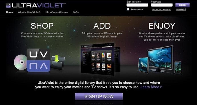 Página Web Del Nuevo Servicio De Películas En La Nube Ultraviolet