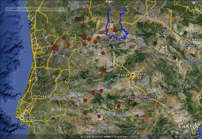 Mapa Del Marcaje De Aguilucho Lagunero Con GPS