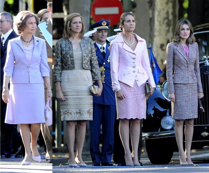 Montaje De La Reina Y Las Princesas Cristina, Elena Y Letizia 
