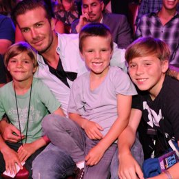 David Beckham With Sons Romeo Beckham, Cruz Beckha0m And Bro