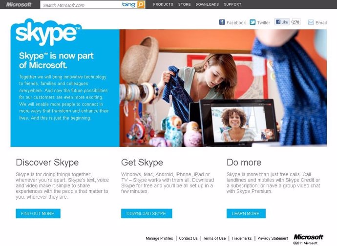 Página De Skype En La Web De Microsoft 