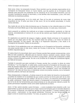 La Carta Que La Madre Indignada Por La FP Ha Mandado A José Miguel Pérez