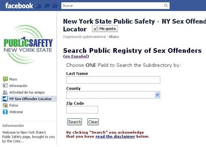 Aplicación Facebook Delincuentes Sexuales