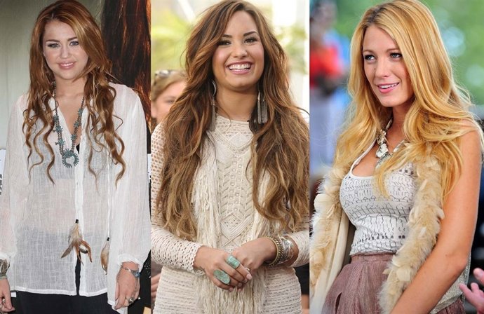 Montaje Looks Miley Cyrus, Demi Lovato Y Blake Lively