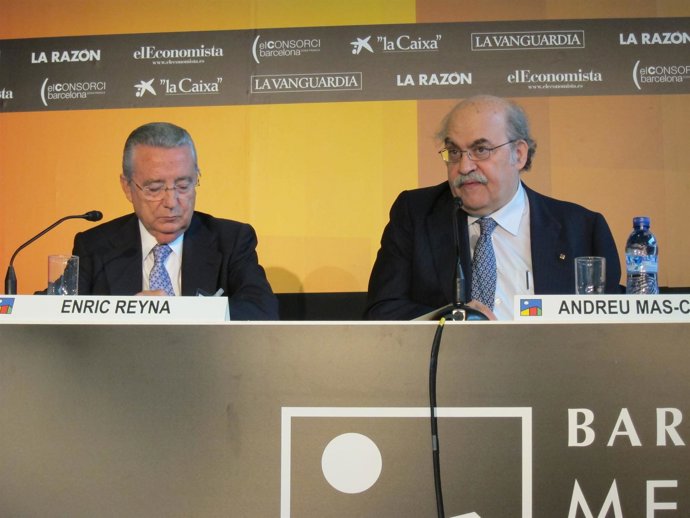 E.Reyna (Pte.APCE) Y El Conseller A.Mas-Colell (Dcha)