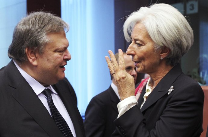 Venizelos Y  Lagarde En Bruselas