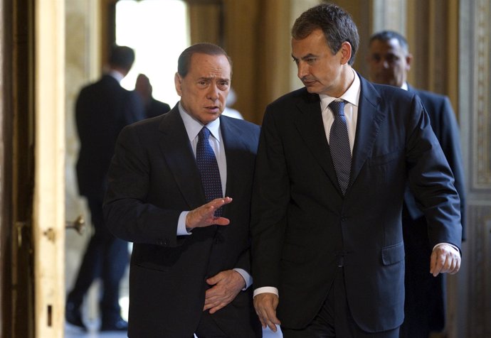 Zapatero y Berlusconi en Roma