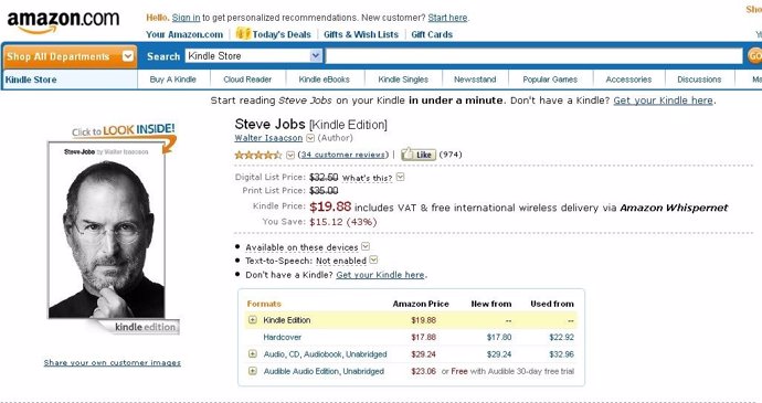 Biografía De Steve Jobs A La Venta En Amazon