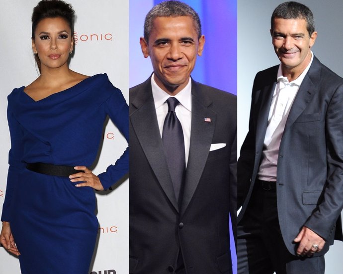 Montaje Eva Longoria, Obama Y Antonio Banderas