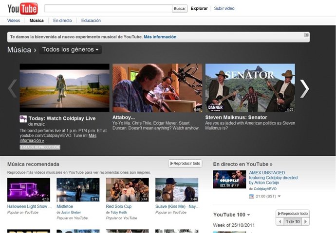 Rediseño Sección Música Youtube