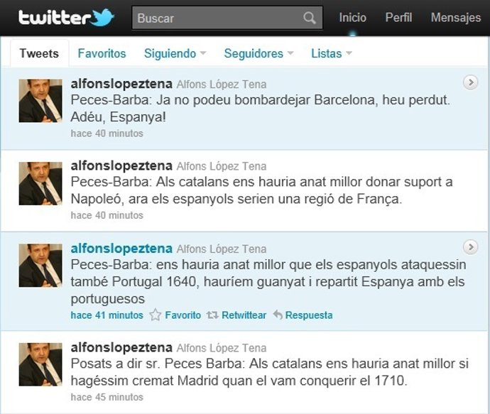 Mensaje De A.L.Tena (SI) En Twitter Tras Unas Declaraciones De G.Peces-Barba