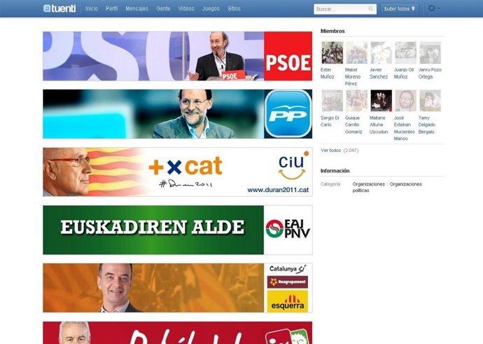 Tuenti, Elecciones 20N