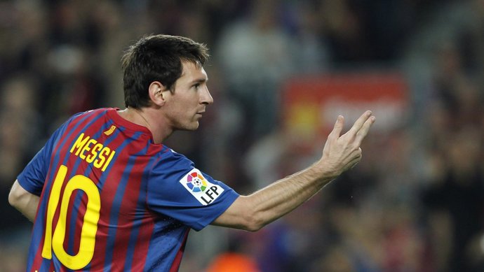 Messi (FC Barcelona) Celebra Un Gol