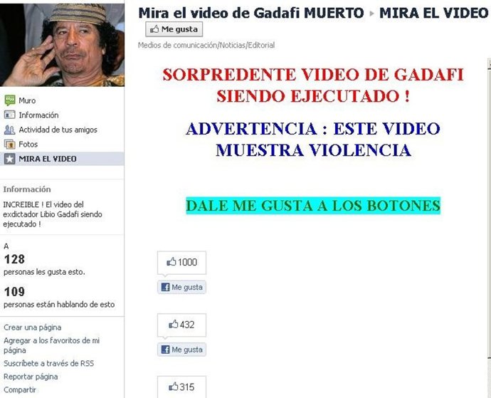Amenaza De Seguridad En Facebook Gadafi