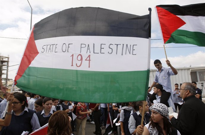 Manifestación En Cisjordania Por El Reconocimiento Palestino En La ONU