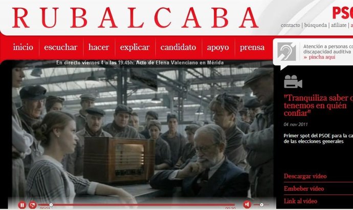 Fotograma Del Primer Spot Electoral De Rubalcaba En Su Web