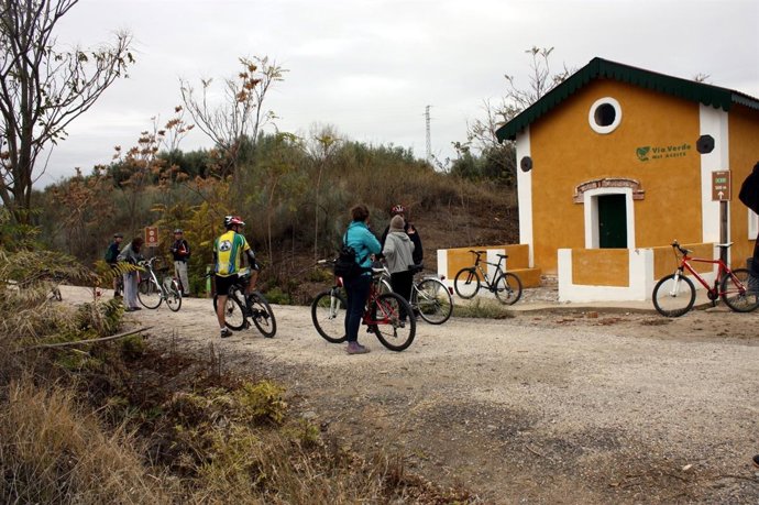 Periodistas De Polonia Recorren En Bicicleta Un Tramo De La Vía Verde Del Aceite