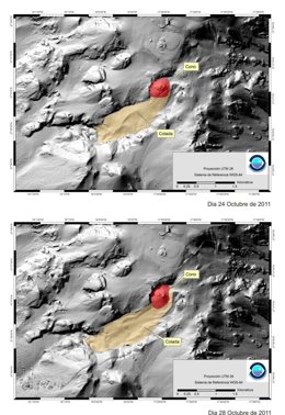 El IEO Capta El "Rápido" Crecimiento Del Cono Y De La Colada Del Volcán Herreño