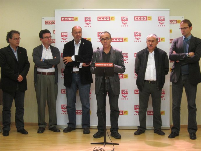 J.Miralles, JJ.Nuet (Euia), JC.Gallego (CCOO), JM.Àlvarez (UGT), J.Herrera (ICV)