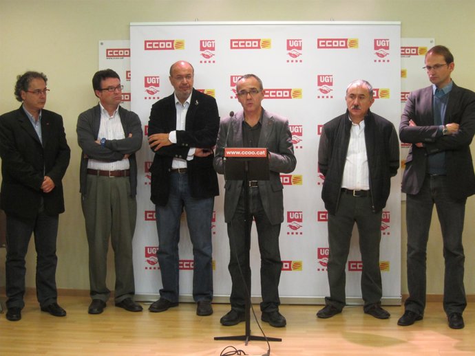J.Miralles, JJ.Nuet (Euia), JC.Gallego (CCOO), JM.Àlvarez (UGT), J.Herrera (ICV)