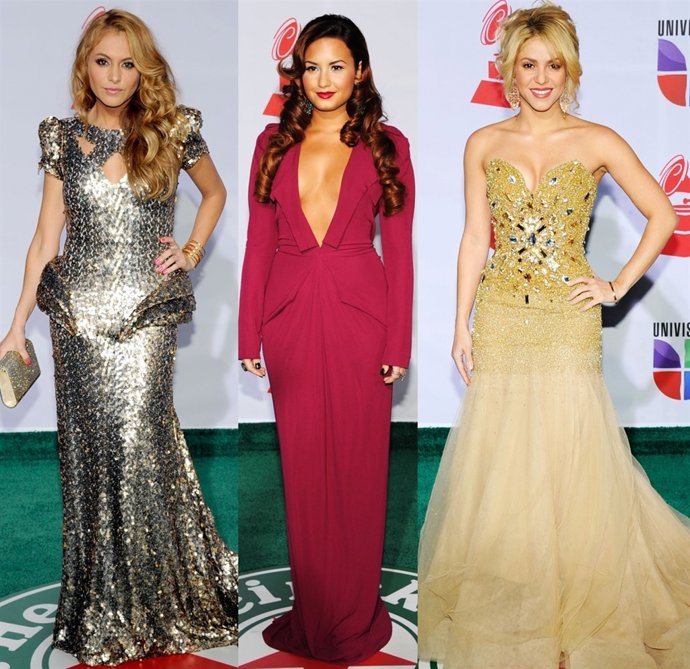 Montaje De Paulina Rubio, Demi Lovato Y Shakira En Los Grammy Latinos