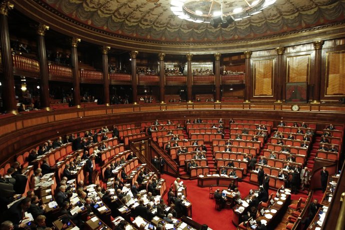 Recurso Del Senado De Italia Durante Una Votación