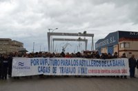 Trabajadores de Navantia reclaman en manifestación carga de trabajo para los astilleros de la Bahía de Cádiz