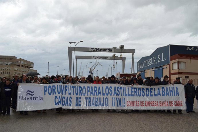 Manifestación De Trabajadores De Navantia En Cádiz