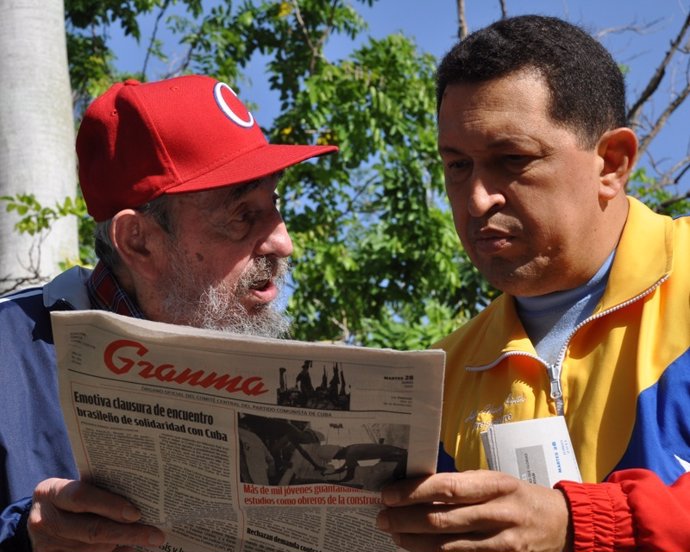 El Ex Presidente De Cuba, Fidel Castro, Y Hugo Chávez.