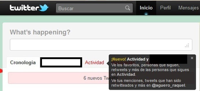Cambios Twitter Pestaña Actividad