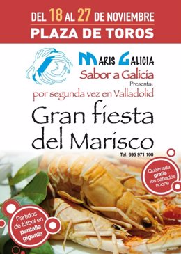 Cartel Promocional De La Gran Fiesta Del Marisco Que Se Celebra En Valladolid