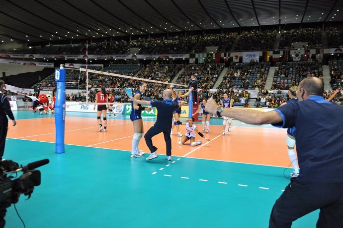 Voleibol Femenino Italia Celebrando Que Ha Ganado