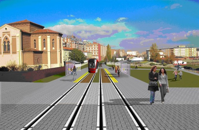 Recreación Del Tren-Tram A Su Paso Por La Plaza Juan De Austria De León