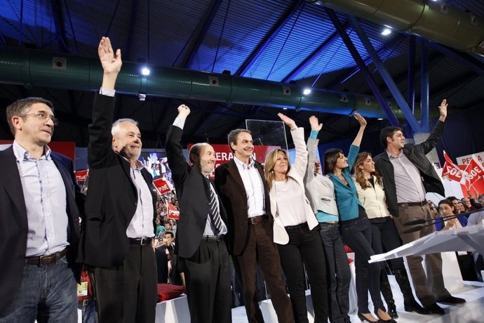 Griñan En Un Mitin En Málaga Con Zapatero, Rubalcaba Y López