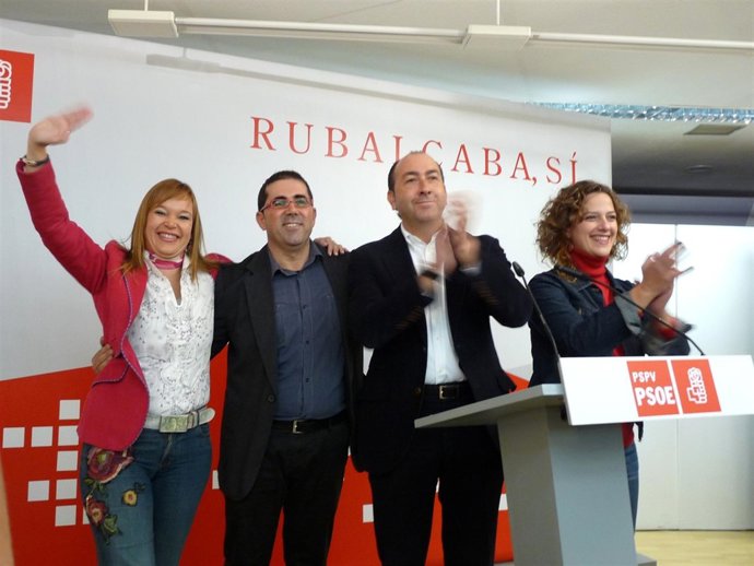 Pajín, Junto A Buyolo, Soler Y Martín, En El Acto De Cierre De Campaña